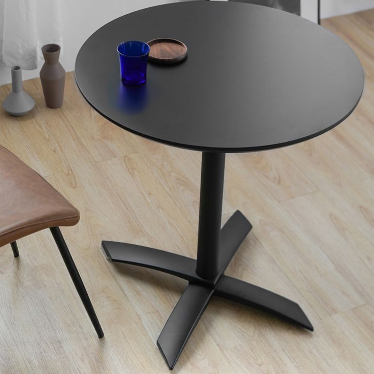 Metal Contemporary Round Dining Table Wood Top Dining Table with Pedestal Base