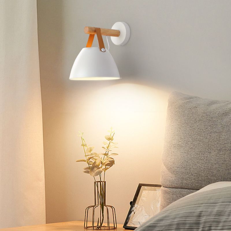 Cone Shape Metal Wall Light Industrial Style 1-Light Wall Light Sconce in White