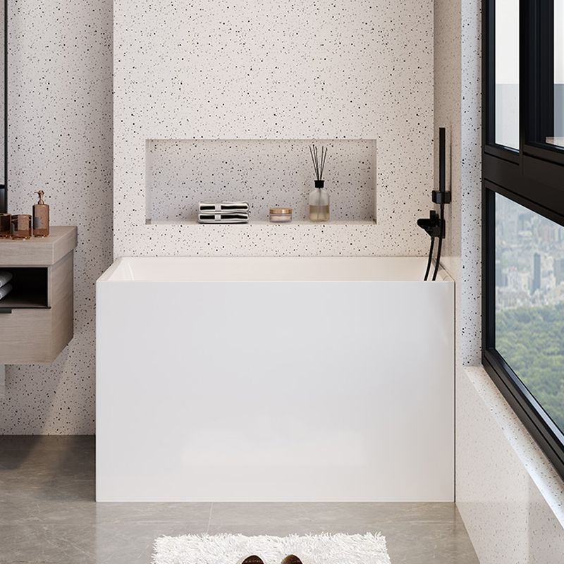 Modern Acrylic Rectangular Soaking Bathtub 26.77" Tall White Bathtub