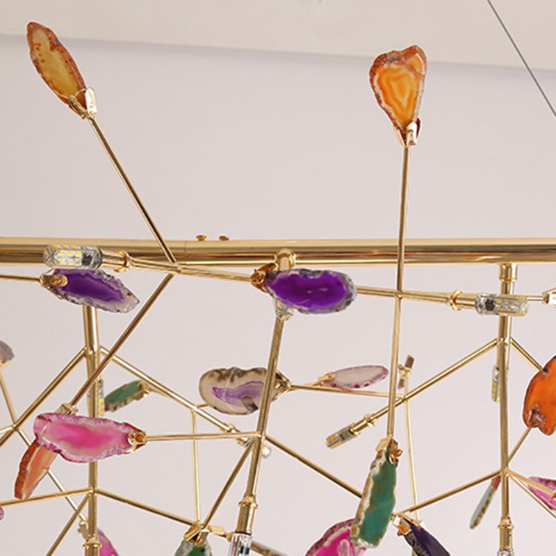 Branch Island Light Nordic Colorful Crystal 16/24 Heads Gold Hanging Ceiling Light for Dining Room