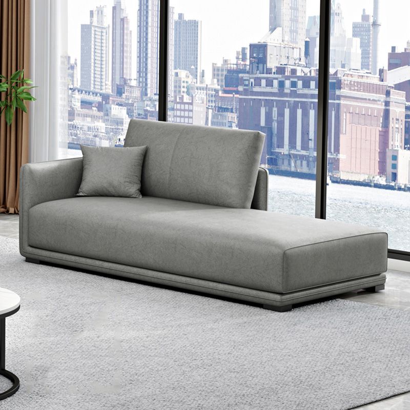 Nordic Living Room Chaise Rolled Arms Upholstered Chaise Lounge with Wooden Base