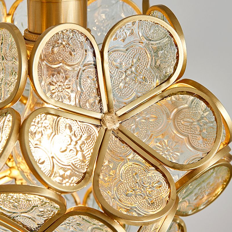 Petal Glass Ceiling Light Fixture 1-Light Vintage Pendant Light for Bedroom