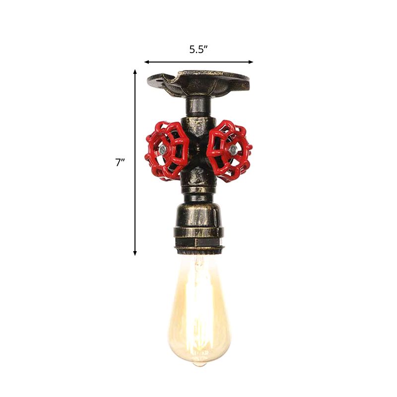 1 Light Expose Exposed Semi Flush Mount Factory Antique Bronze / Vieilled Silver / Antique Brass Metallic Plafond Light With Water Valve