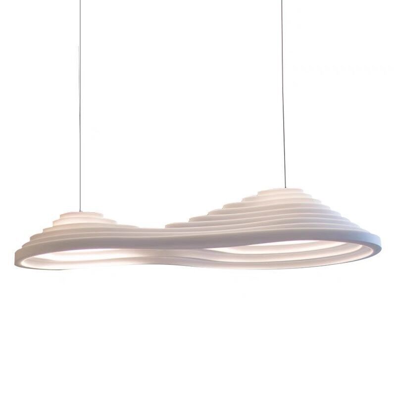 2 - Light Unique Kitchen Island Fixture in White Iron and Plastic Ceiling Pendant Light