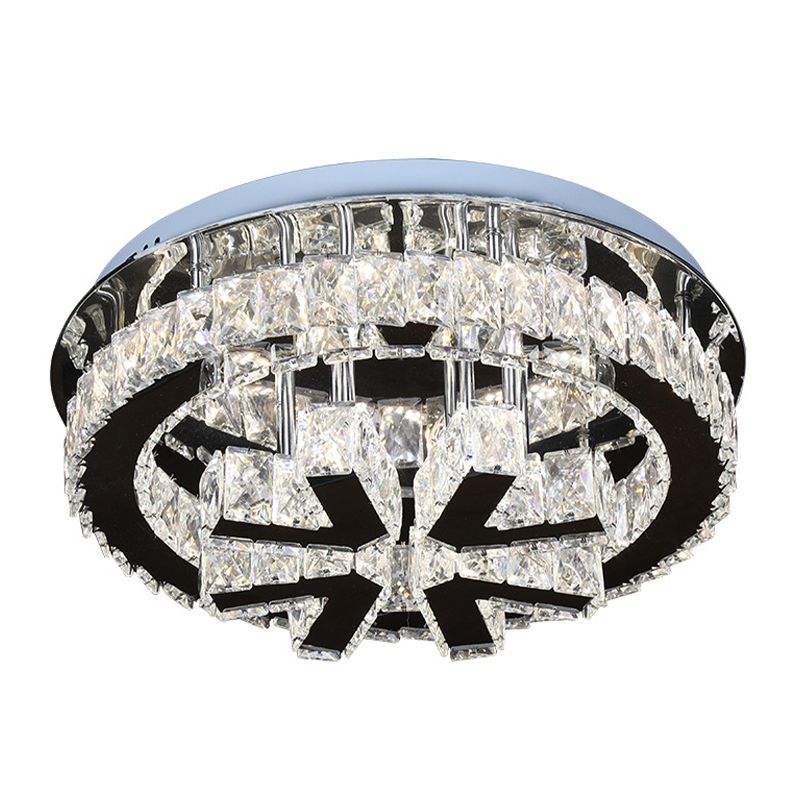 Snowflake Crystal Semi Mount Lighting Modernism Bedroom LED Ceiling Fixture in Stainless Steel