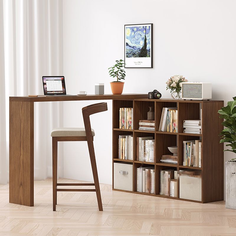 Modern Solid Wood Low Back Counter-height Stool in Brown and White