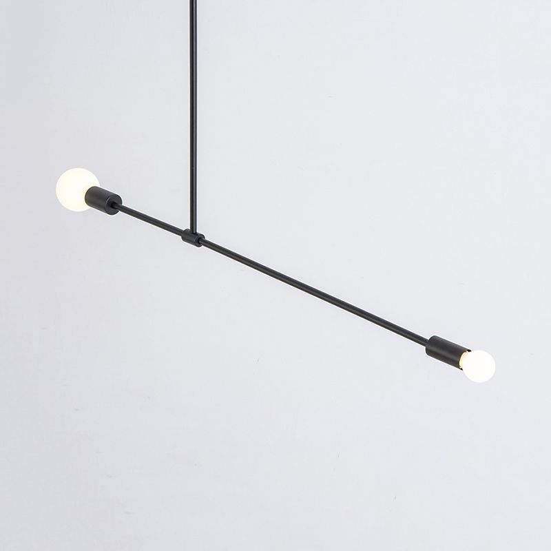 31.5 "/39" W blootgestelde kroonluchter lamp moderne stijl metaal 2 kop binnenhangende verlichting in zwart/goud