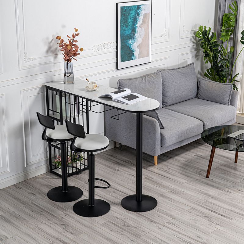 Modern Bar Table Set 1/3 Pieces Faux Marble Counter Counter Set for Dining Room