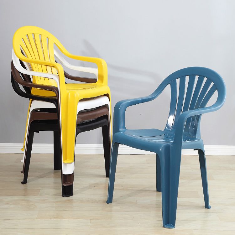 Silla lateral de plástico contemporánea con respaldo Windsor, silla lateral apilable para uso doméstico