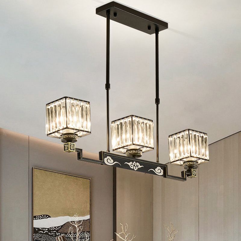 Luces de isla de forma cuadrada de estilo moderno Metal 3 Light Island Lighting in Black