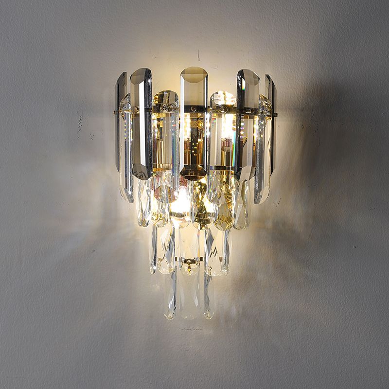 Postmodern Wall Light Geometric Crystal 16" High Wall Sconce for Bedroom