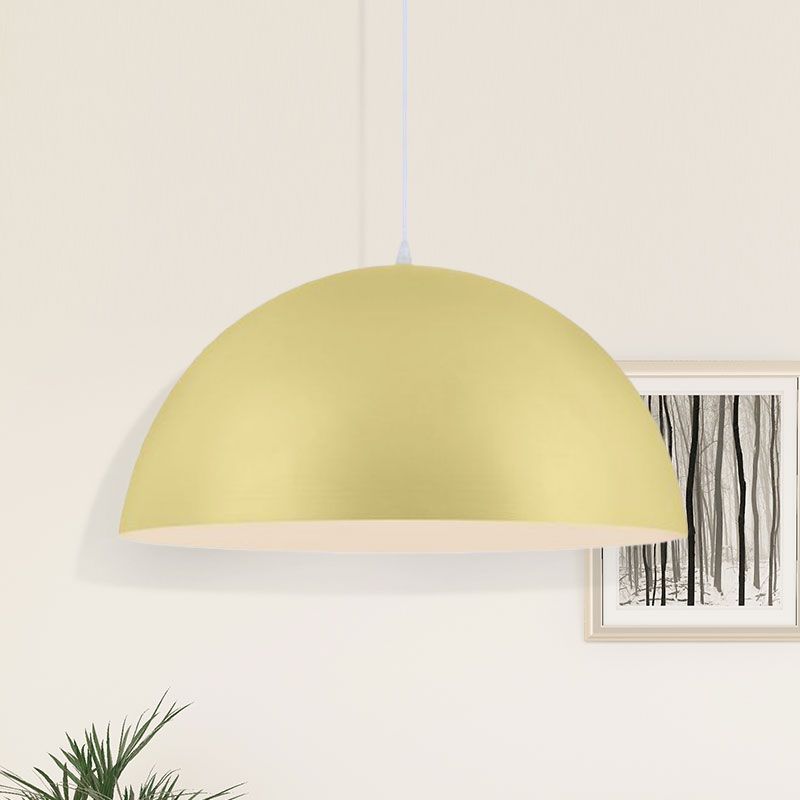 Nordic Style Bowl Pendant Lighting 1 Light Aluminum Suspended Light in Pink/Yellow for Living Room