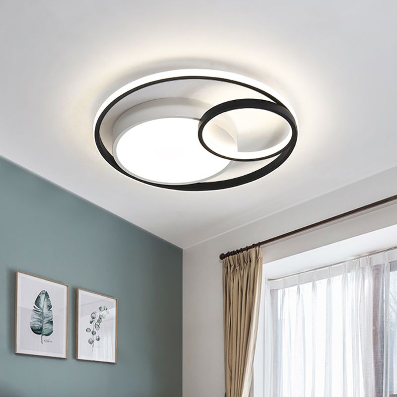 Lampe circulaire encastrée Simple en acrylique, plafonnier LED noir/blanc/or pour dortoir, lumière blanche/3 couleurs