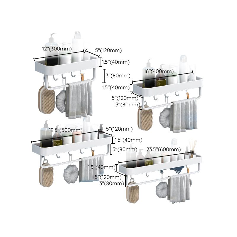 White 2-Piece Bathroom Hardware Modern Bathroom Accessory Set, Bath Shelf