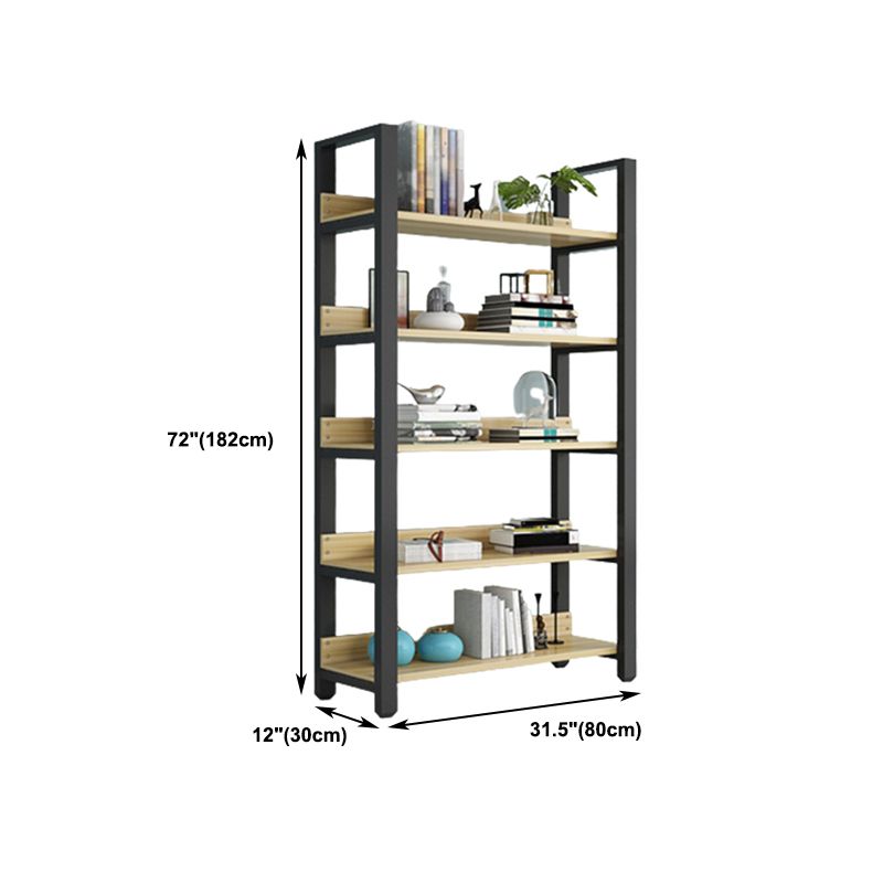 Modern Etagere Mental Bookcase Open Back Bookshelf for Balcony and Living Room