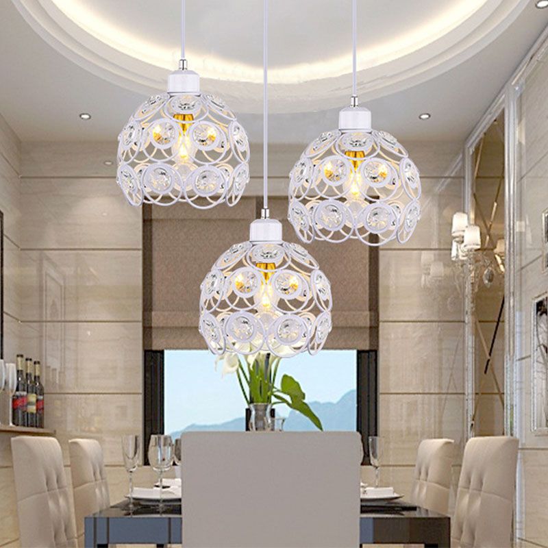 Suspension du pendentif moderne dôme suspendu à cristal clair avec un cordon suspendu à 39,5 "