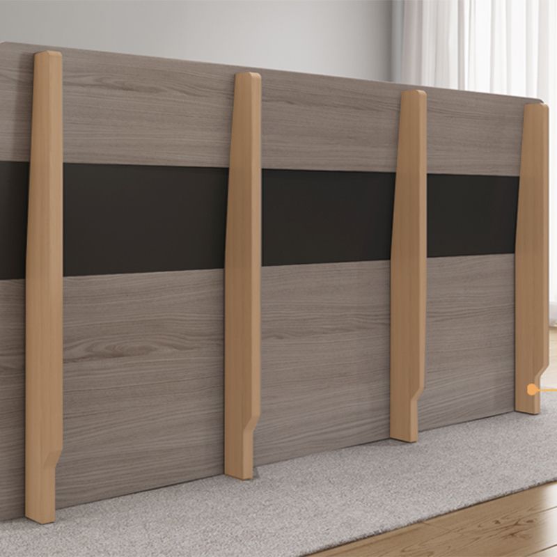 Modern Grey Standard Bed with Rectangular Headboard and Legs