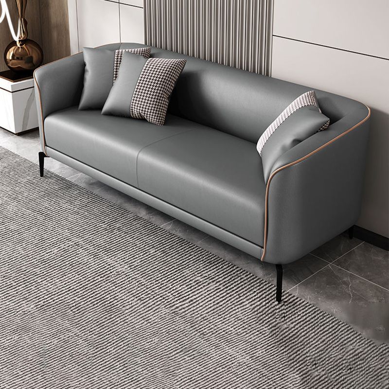 Contemporary Faux Leather Sofa with Single Cushion Seat 3-Seat Tuxedo Arm Sofa