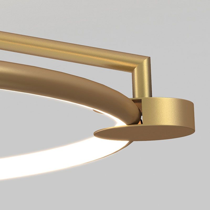 Montaje de vidrio de vidrio transparente de oro lámpara de techo de círculo moderno para dormitorio