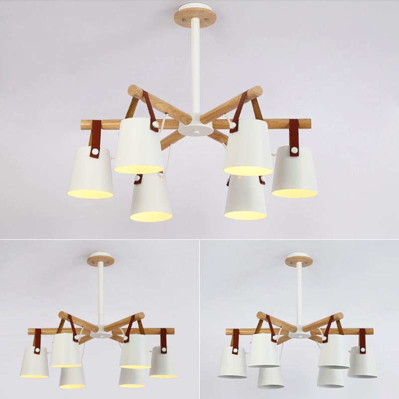 Luz de colgante de madera en el estilo nórdico moderno de hierro forjado Candelier para sala de estar para sala de estar