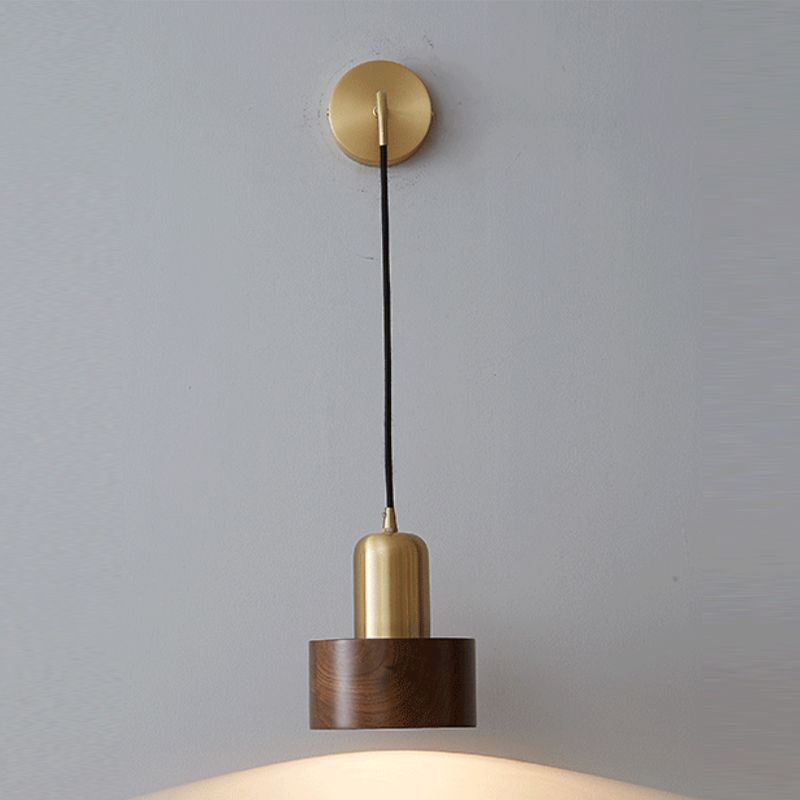 Half Cylinder Shape Wood Wall Light Fixture Modern Style Wall Lamp for Dining Room