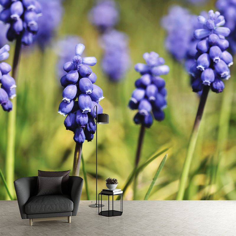 Customized Hyacinth Mural Wall Covering Decorative Mildew Resistant for Living Room