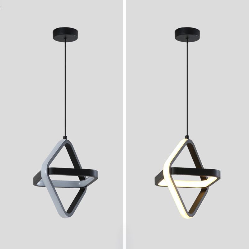 Moderno ciondolo rettangolare da 20 w camera da letto leggero soggiorno a led in alluminio nero