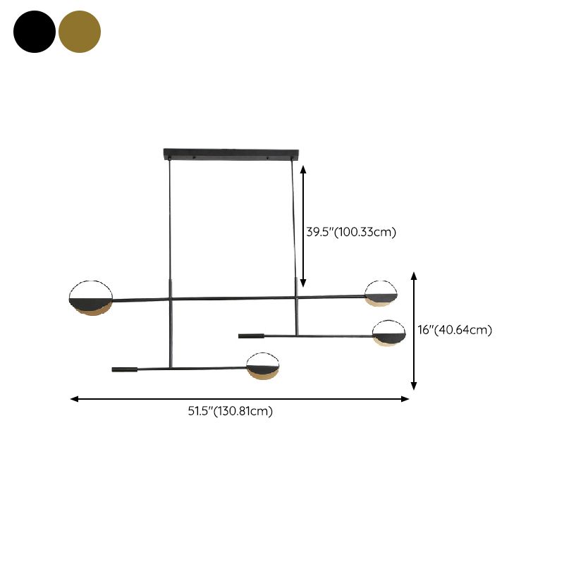 4-Light Golden/Black Island Lighting Modern Unique LED Ceiling Light for Dining Room