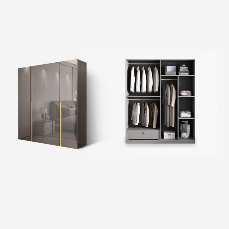 Bedroom Modern Storage Armoire Wooden Wardrobe Cabinet with Garment Rod