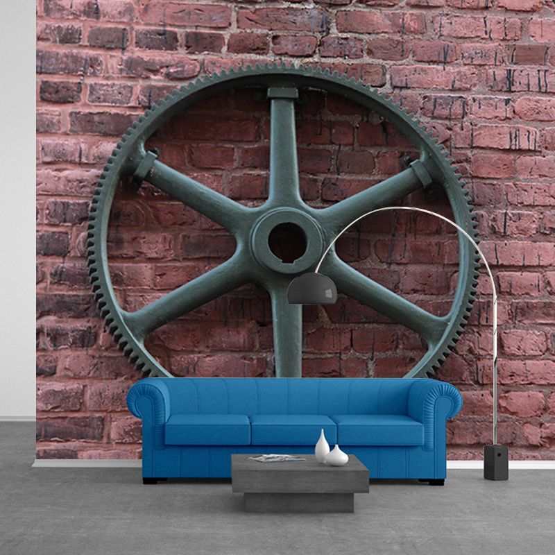 Gearwheel Full Size Wall Covering for Sitting Room Water Resistant Wall Mural Decal