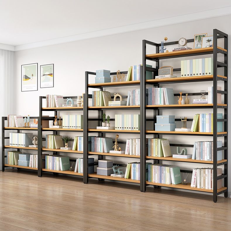 Adjustable Shelves Children's Bookshelf Steel and Wood Bookshelf in Black