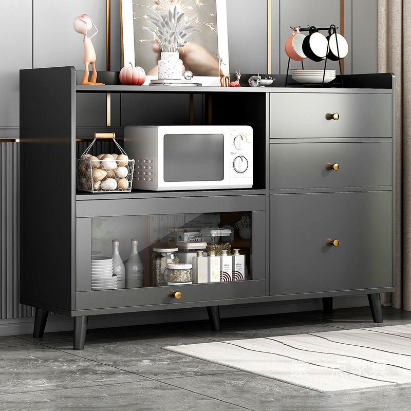 Modern Cabinets Buffet Table Engineered Wood Open Storage Sideboard Cabinet