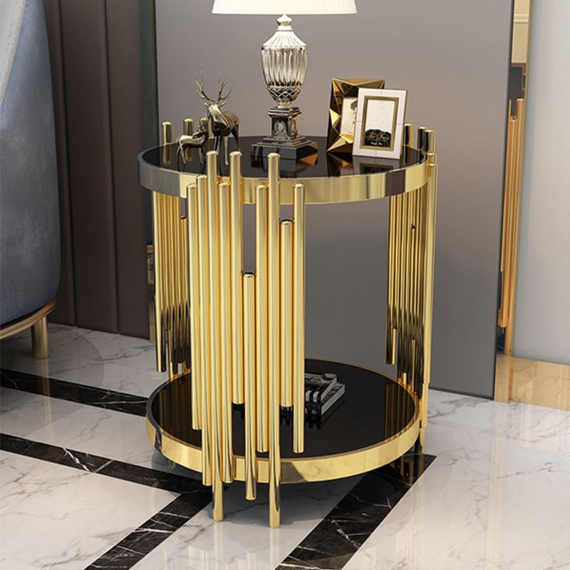 Round Stone Top Side End Table Frame Sofa Side End Table for Living Room