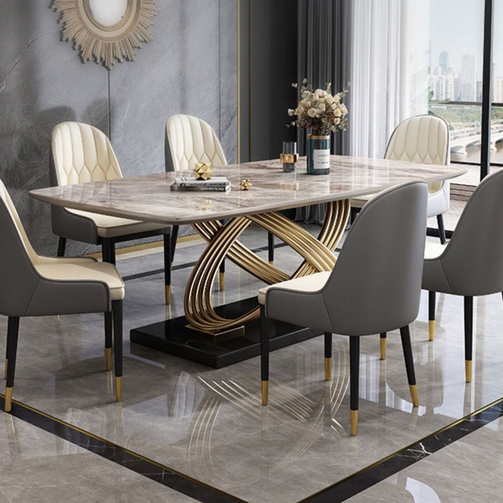 Stone Top Dining Table Contemporary Dining Table with Pedestal Base