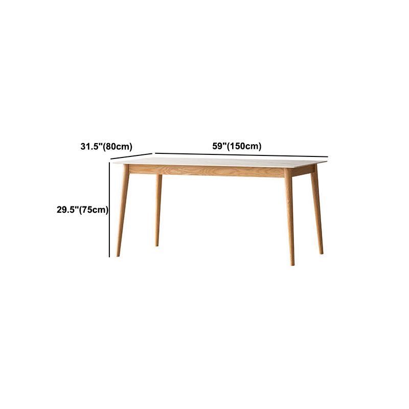 Stone Top Dining Table Traditional Luxury Rectangle Dining Table with 4 Wood Legs