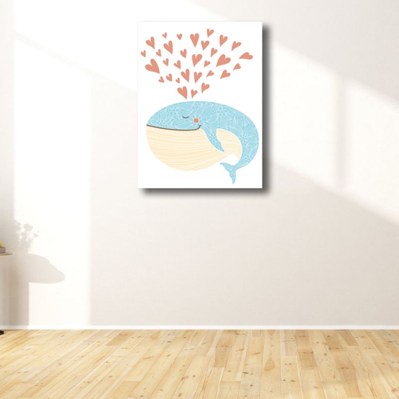 Textured Humpback Canvas Art Kids Style Wall Decor for Girls Bedroom, Multiple Sizes