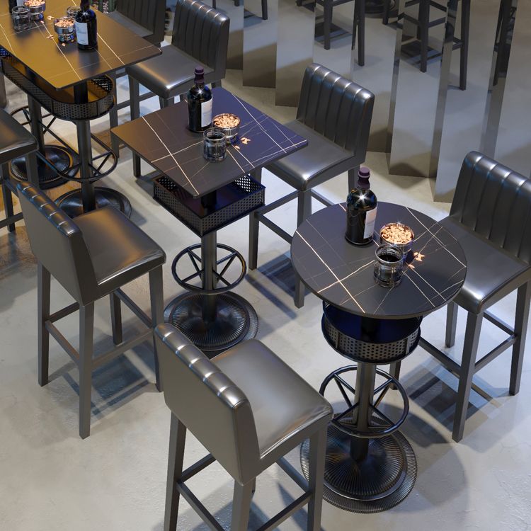 Industrial Style Bar Height Table Cafe Bar Dining Table with Storage