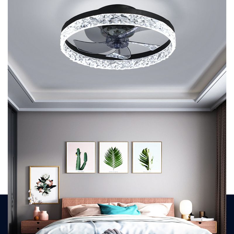 Kreisförmige LED Deckenventilator Leichte Einfachheit Acryl Schlafzimmer Halbflush -Deckenlampe