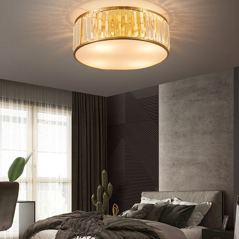 Gold Geometric LED Ceiling Light in Modern Singular Style Copper Indoor Flush Mount with Acrylic Shade
