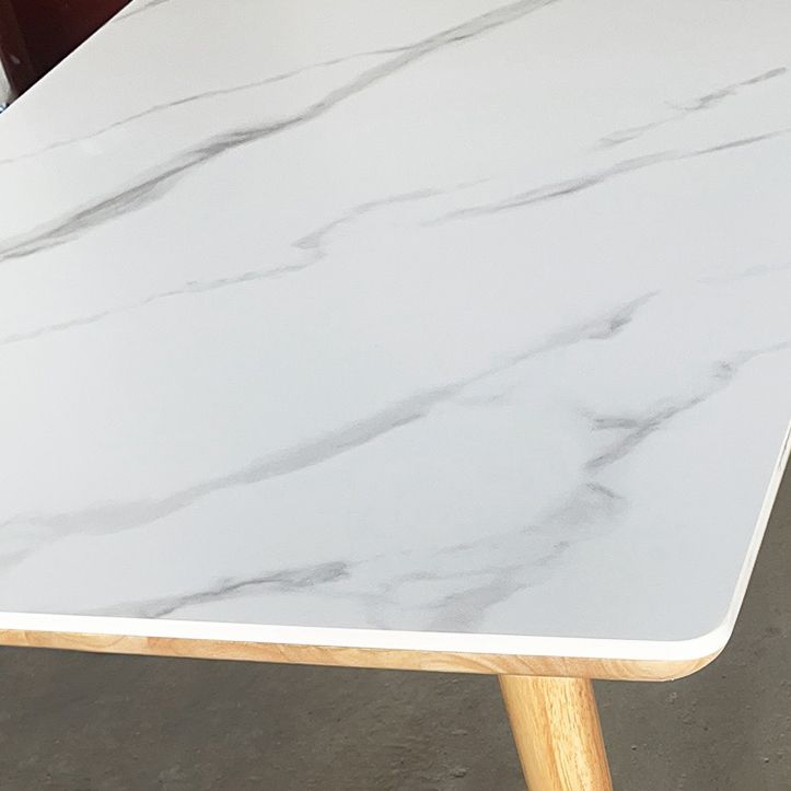 Modern Style Sintered Stone White Dining Set Standard Rectangle Shape Dining Set with 4 Legs Base