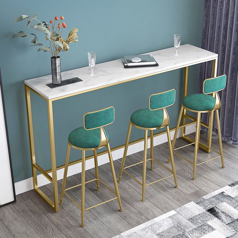 Glam Rectangle Bar Table Set 1/2/4 Pieces Faux Marble Pub Set for Dining Room