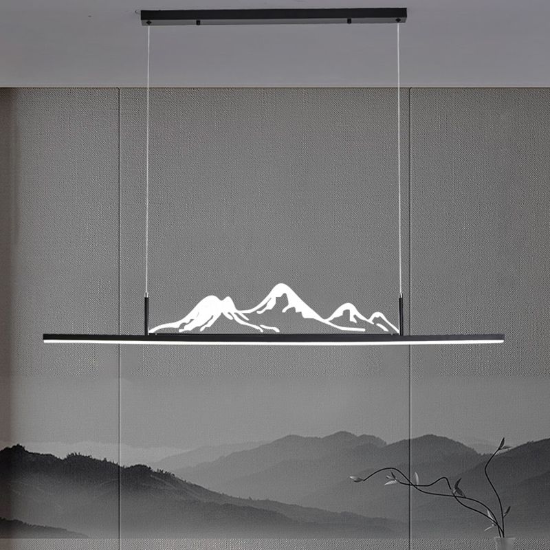 Luz de metal lineal lámpara de luz contemporánea 1 luz colgante de cocina ligera