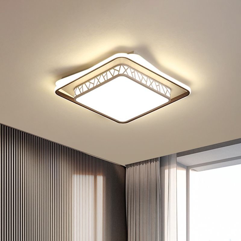 X-Side Square LED Flush Mount Lighting Modern Acrylic White LED Ceiling Light Fixture for Bedroom