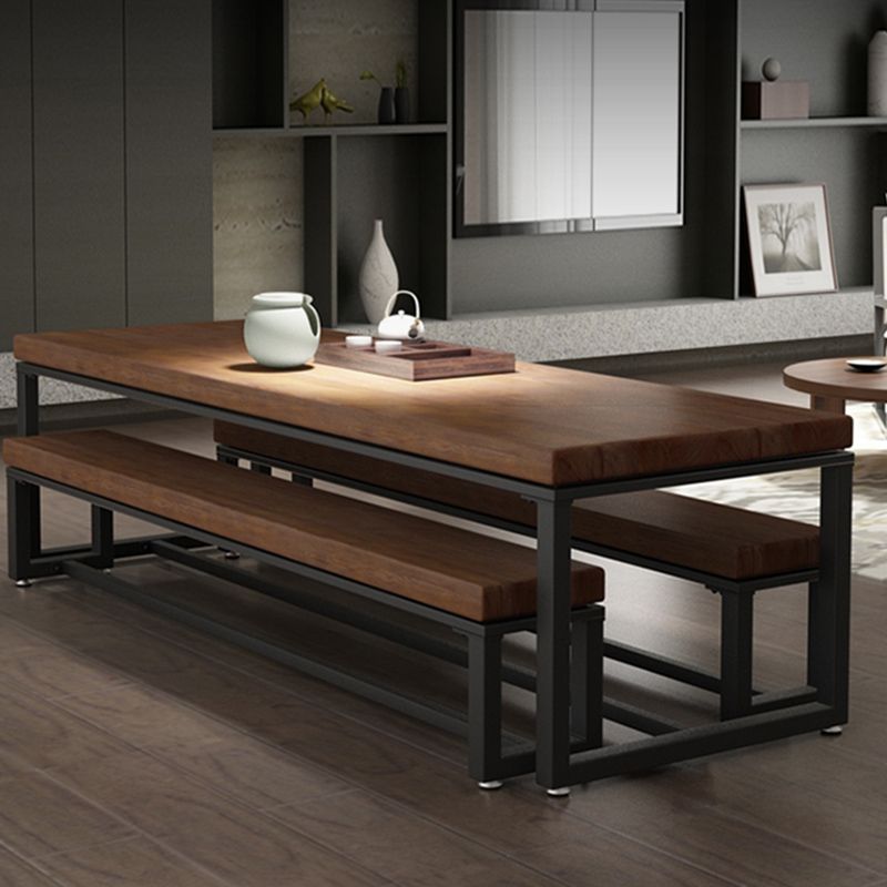 Contemporary 1/2/3/6/7 Pieces Furniture Rectangle Solid Wood Dining Table Set in Brown