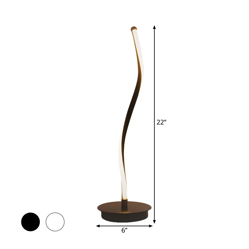 Éclairage de tâche LED noir / blanc en forme de ruban métallique avec piédestal rond