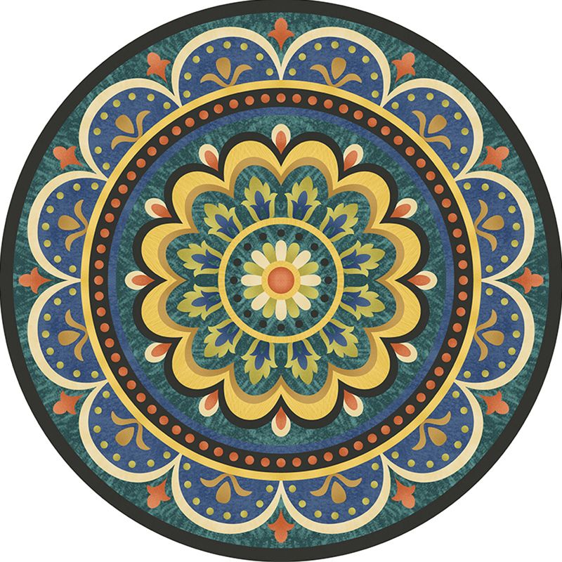 Multicolor Tribal Print Rug Polyester Bohemian Carpet Stain Resistant Machine Washable Non-Slip Rug for Bedroom