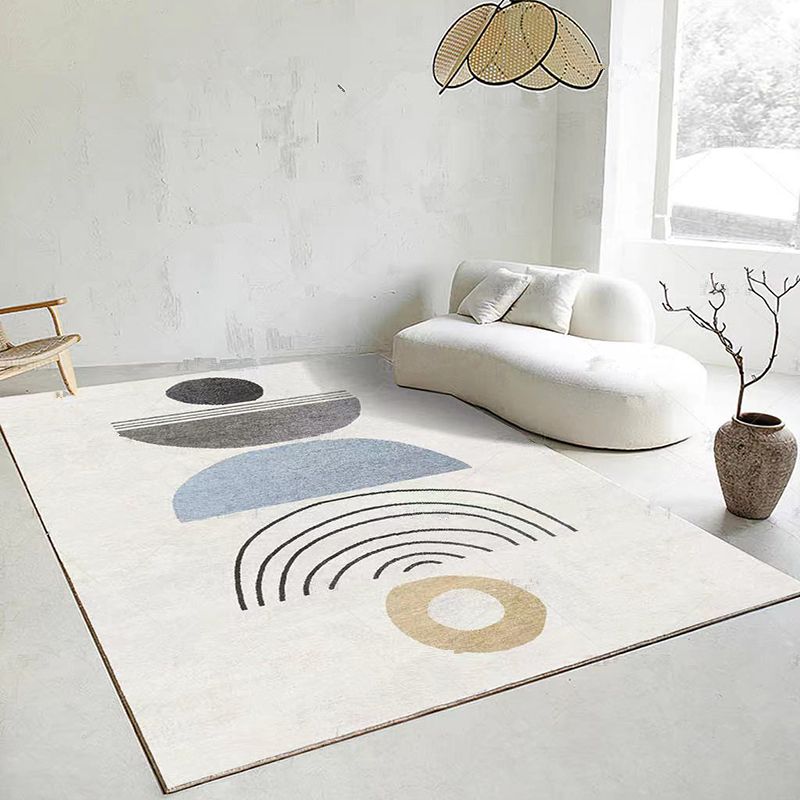 Tapis de bloc de couleur de ton blanc tapis nordique en Polyester support antidérapant tapis d'intérieur pour la décoration de la maison