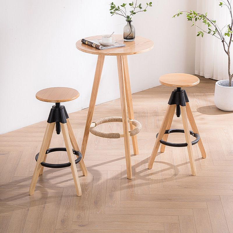 Taburete de bar moderno ajustable, taburete de bar sin respaldo de madera sin brazos con eslabón giratorio