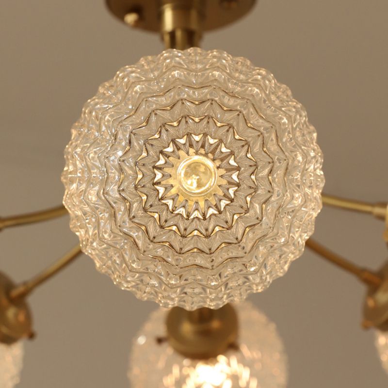 Glass Ball Shape Flush Mount Light Modern-Style Multi Lights Flush Ceiling Light in Brass