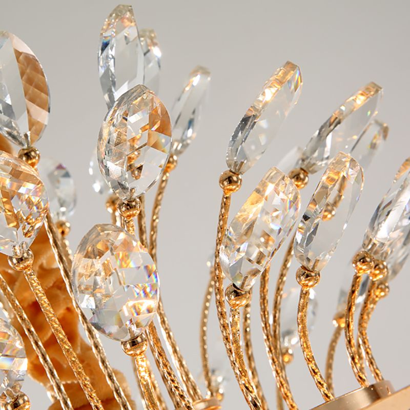 Tapered Chandelier Light Modern Faceted Crystal 9 Lights Gold Hanging Light Fixture for Bedroom